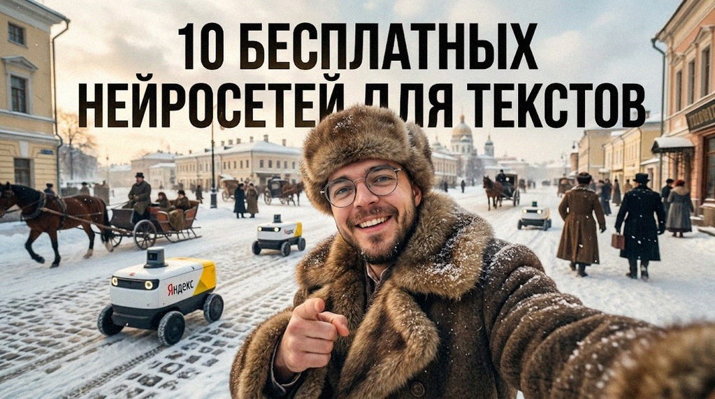 Обложка статьи про 10 бесплатных и проверенных нейросетей для генерации текстов