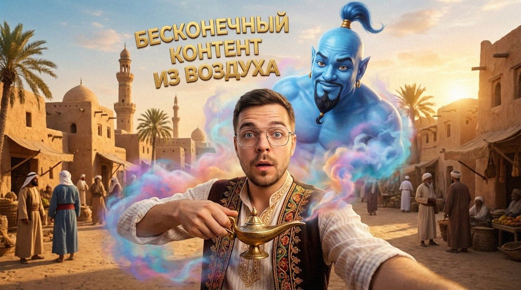 Иллюстрация процессов генерации контента с помощью искусственного интеллекта на современных контент-заводах